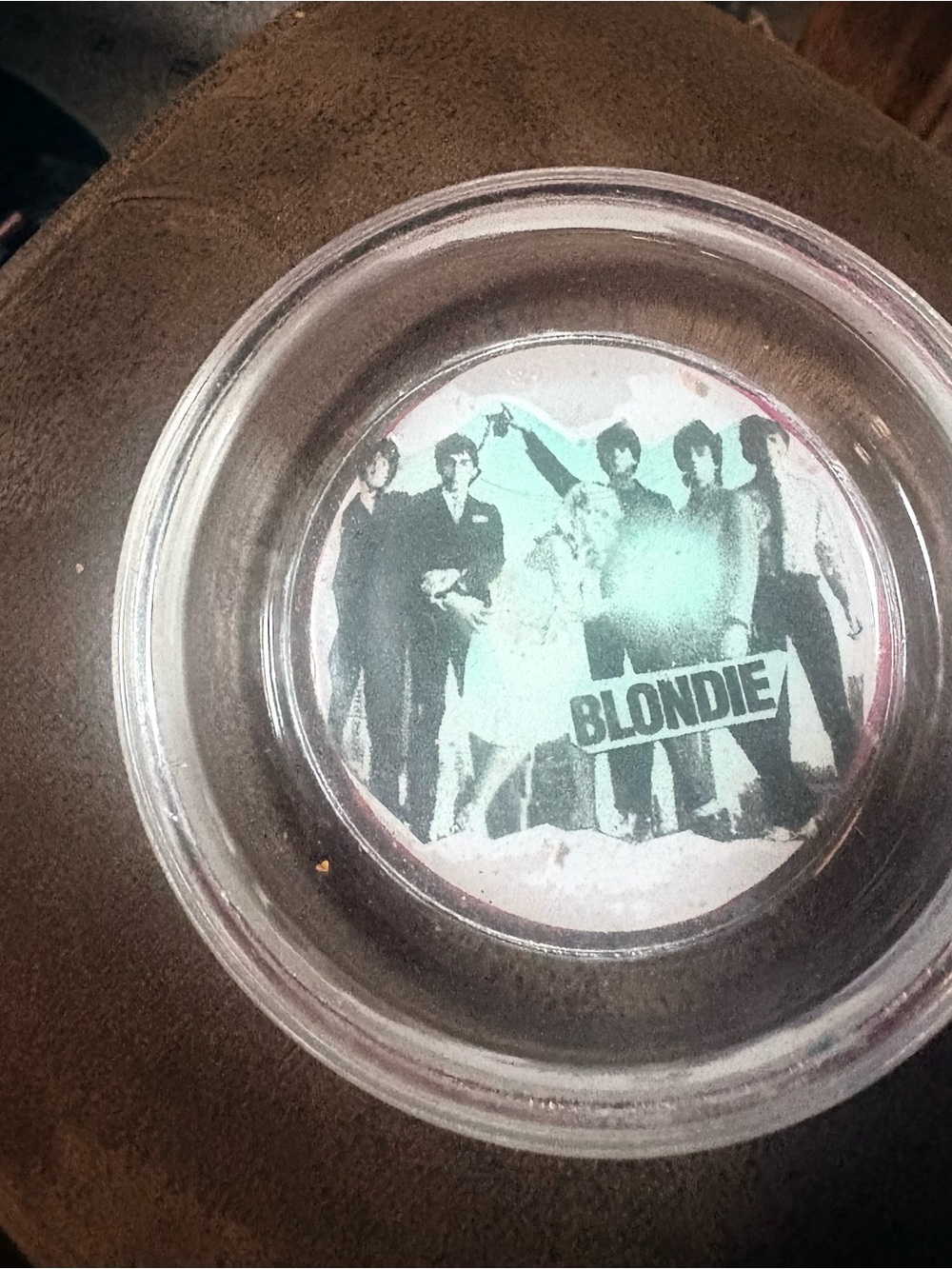 Vintage 90’s Blondie Logo Glass Coaster - Black and White